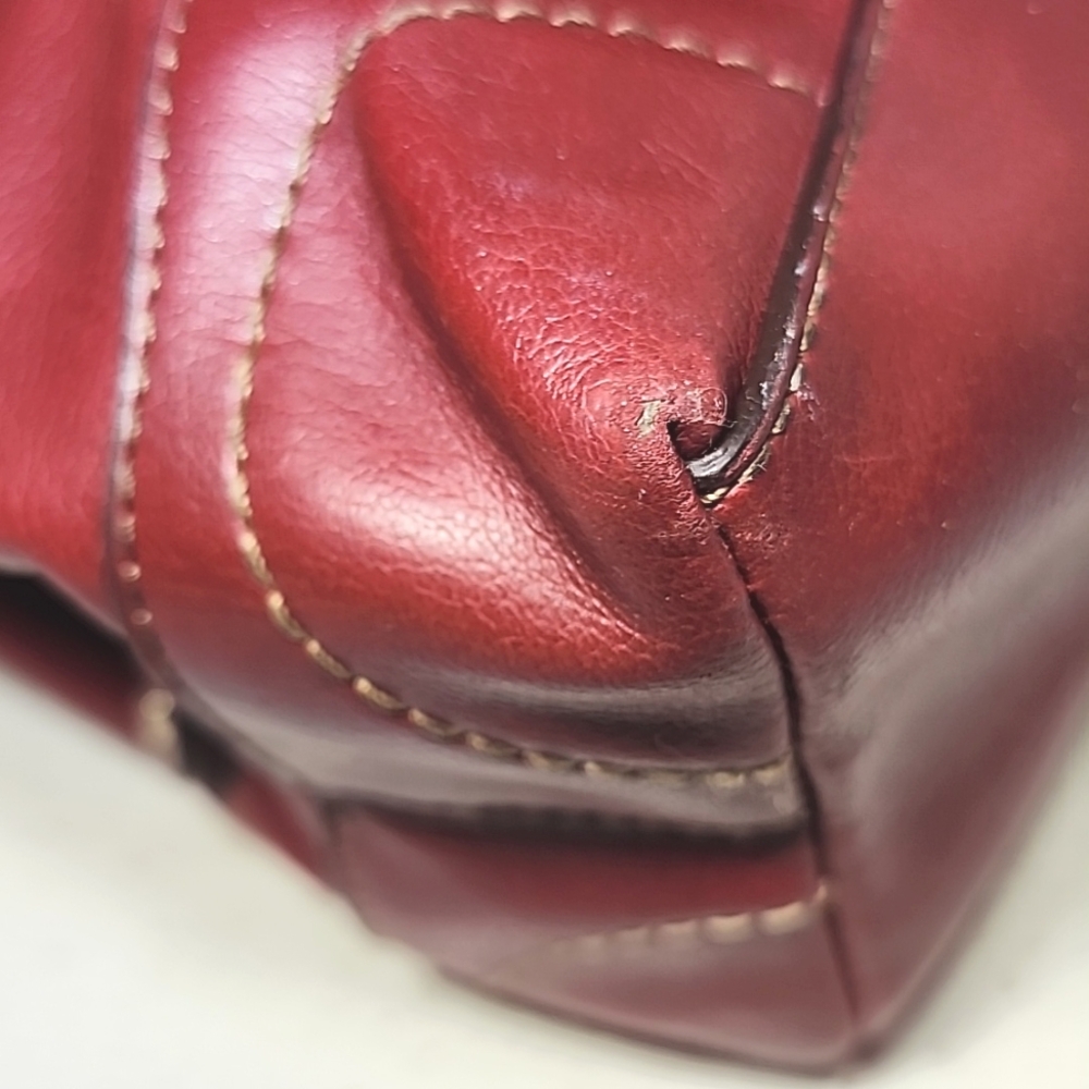 Vintage Leather Liz Claiborne Habdbag, Purse. Red Leather Tote Bag - Picture 11 of 14